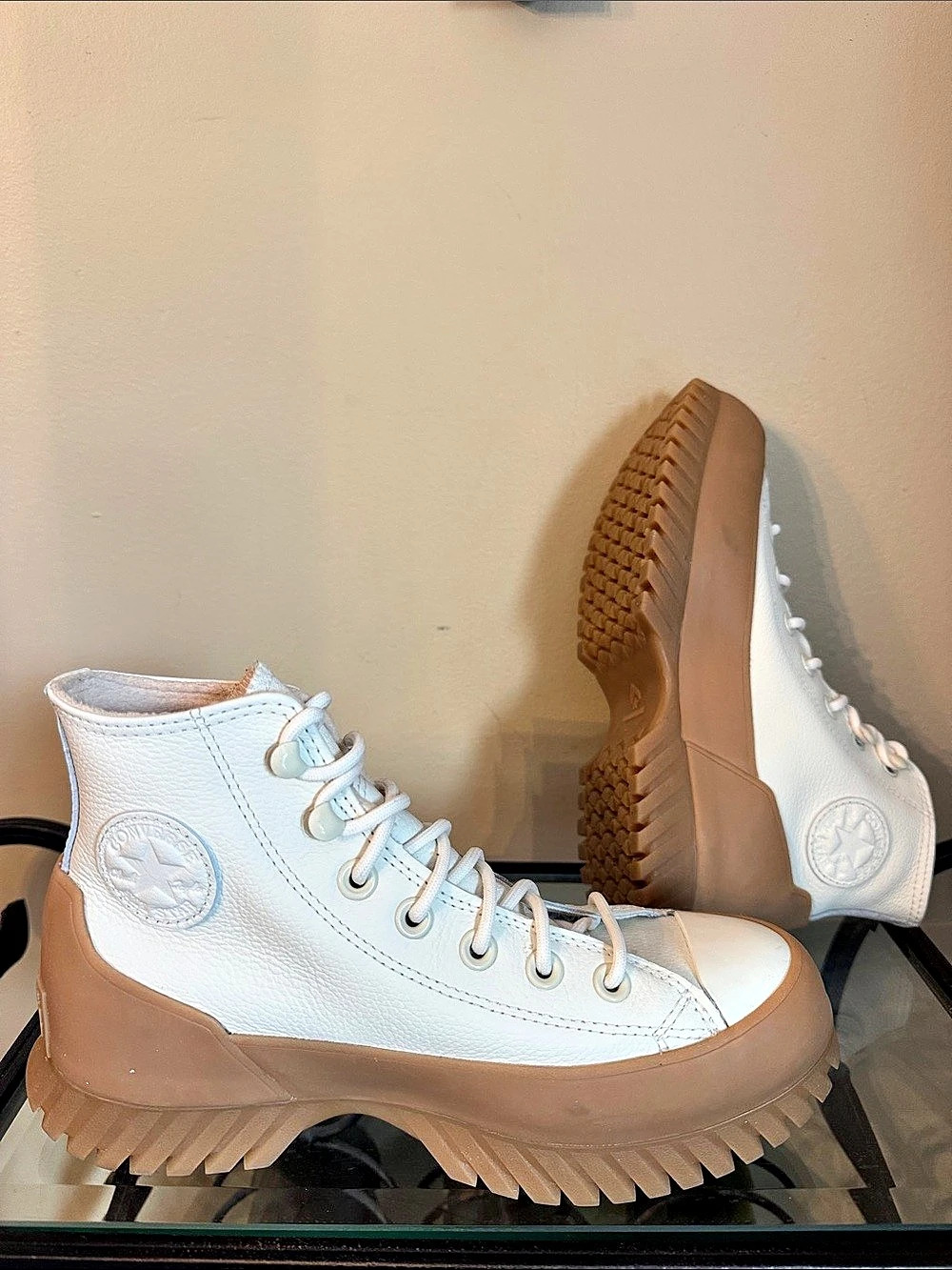 Converse Run Star Hike Sneakers White & Brown US 6 Like New